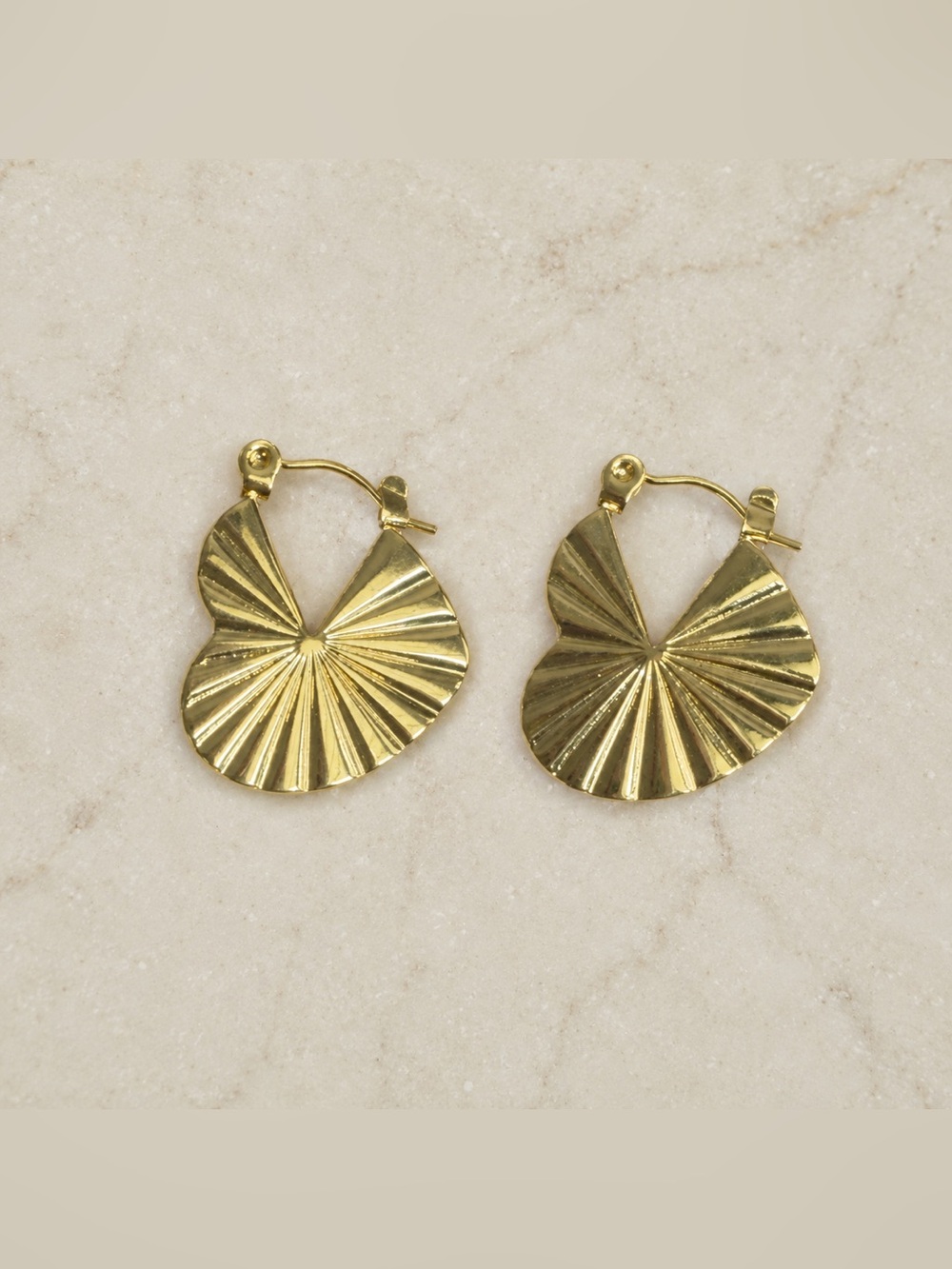 Gold Spiral Fan Hoop Earrings - Women Jewelry Steel 316L